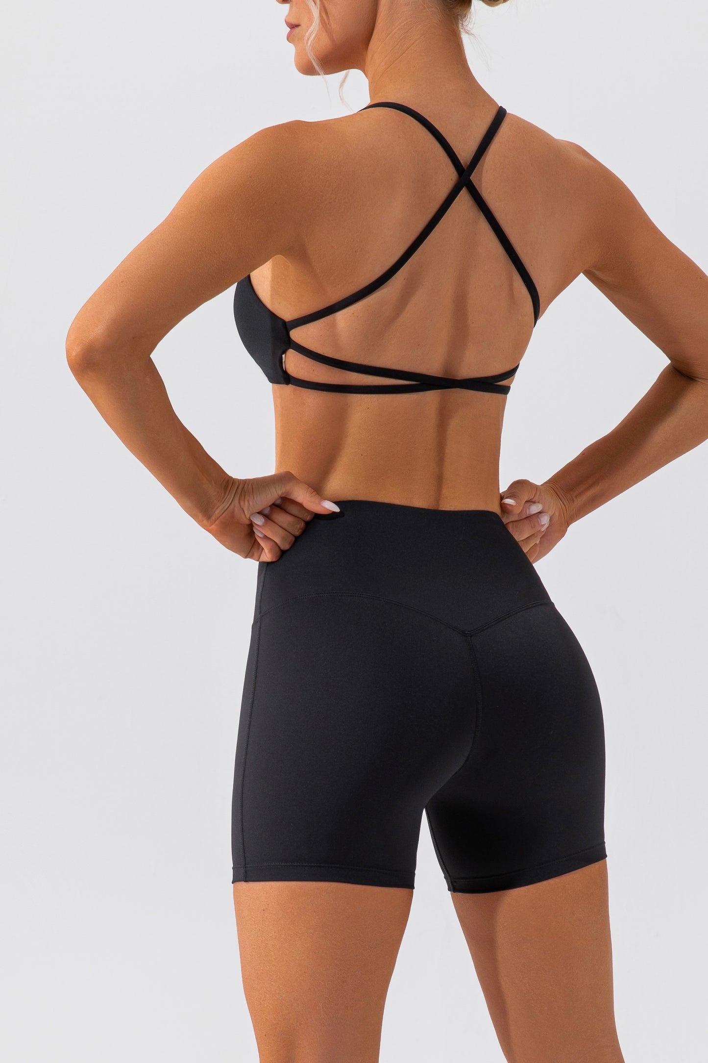 Hot Summer Beach Button Knot Stretch Yoga Bra Crossover Back Sexy Chic