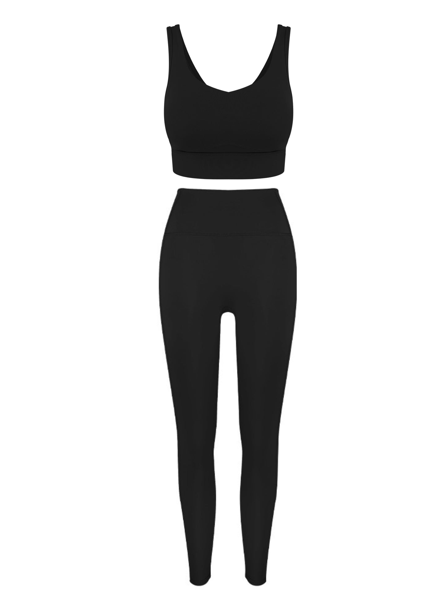 Full-wrap Yoga pilates Bra&Leggings Set Fixed Cup Pads High-intensity