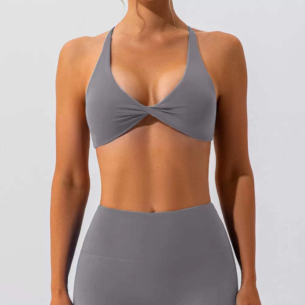 Hot Summer Beach Button Knot Stretch Yoga Bra Crossover Back Sexy Chic
