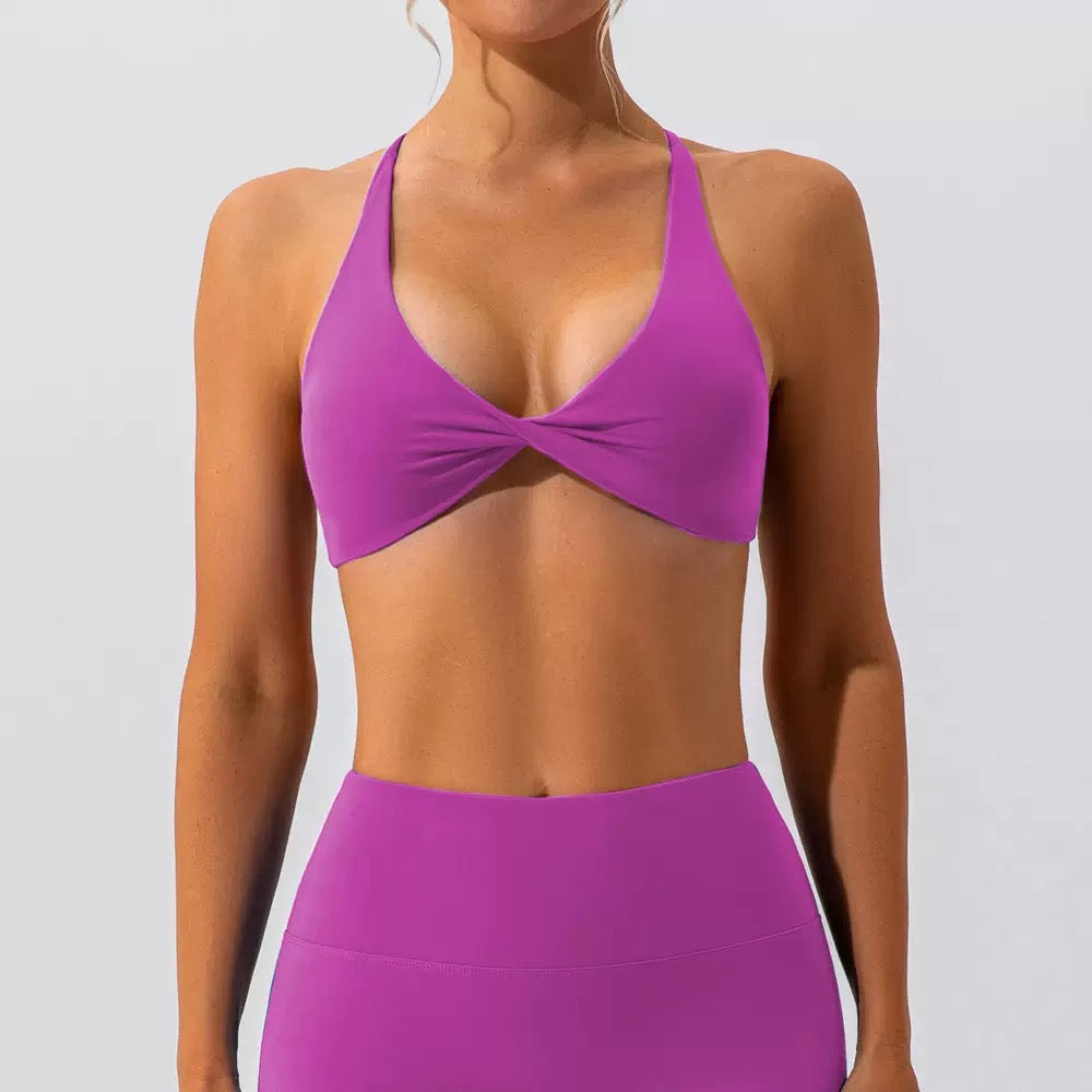 Hot Summer Beach Button Knot Stretch Yoga Bra Crossover Back Sexy Chic