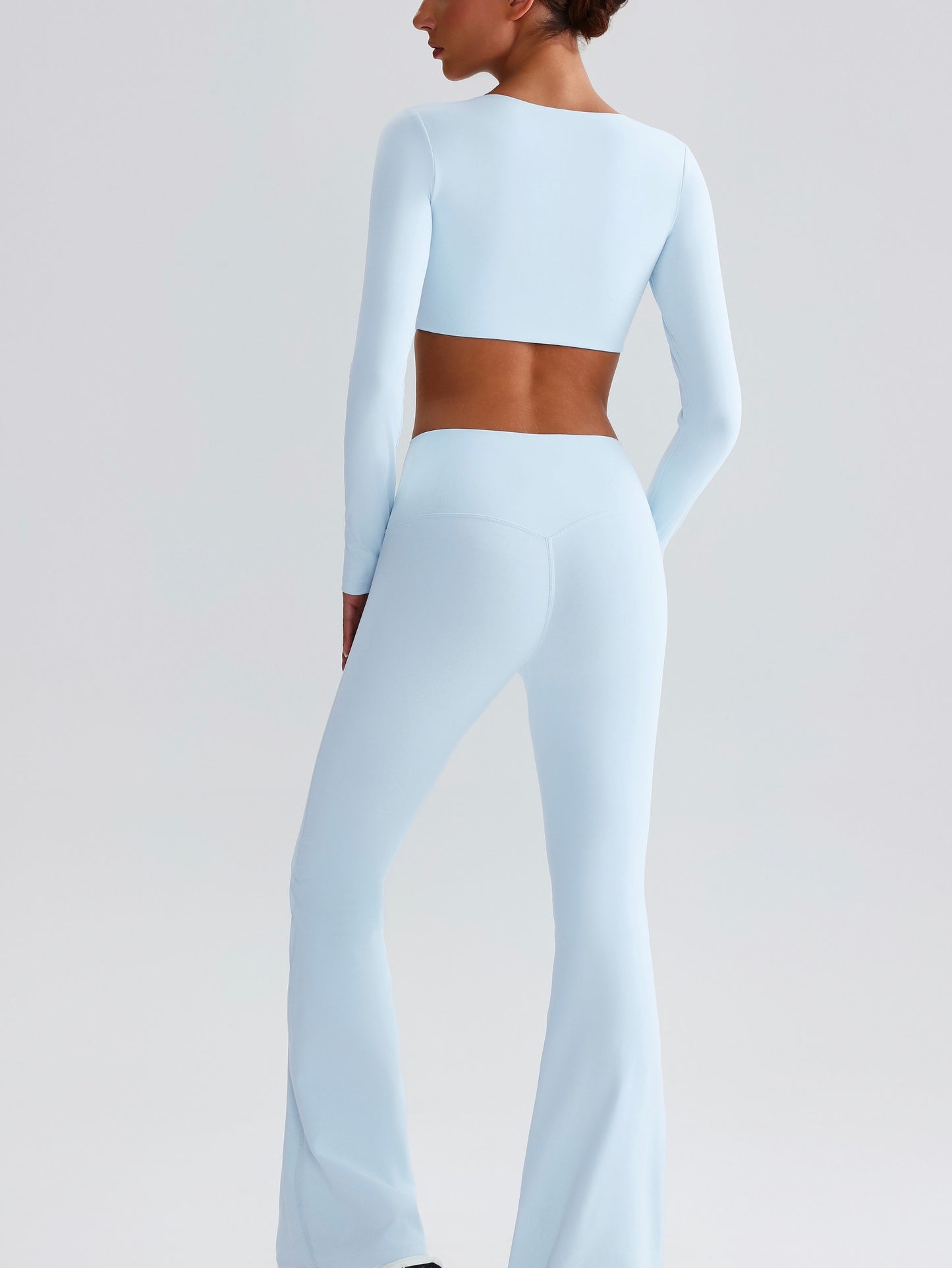 iTOUCH Button knot Long Sleeve Wide-leggings Set Stretchy Eco-friendly Recycled Fabrics