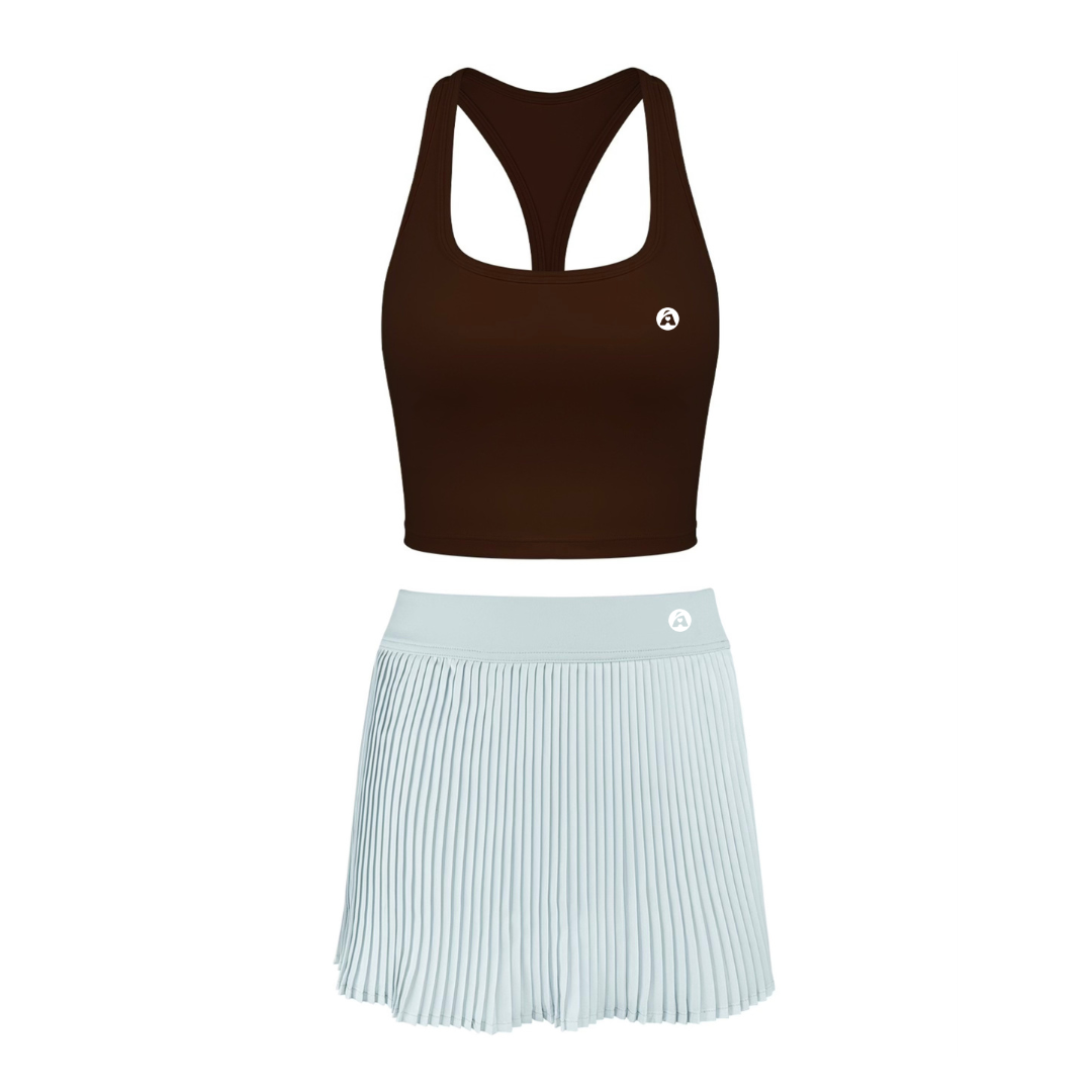 Pickleball Ladies Tank Top & Skirt Set Women Fitness Tennis Wear Pleated Skirt