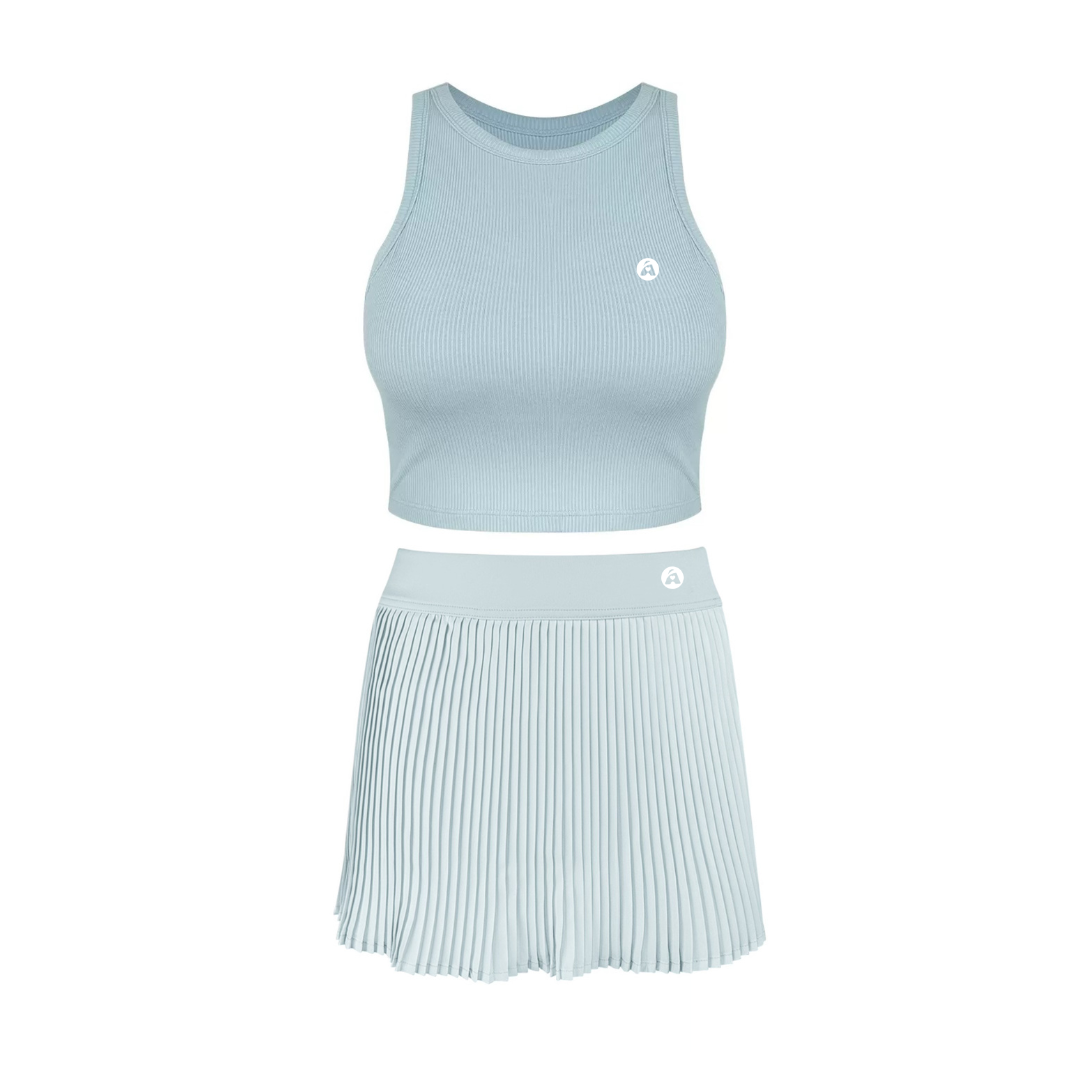 Pickleball Ladies Tank Top & Skirt Set Women Fitness Tennis Wear Pleated Skirt