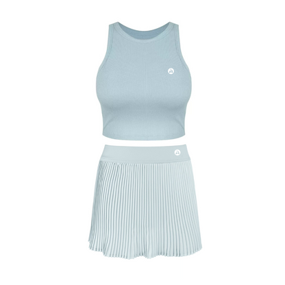 Pickleball Ladies Tank Top & Skirt Set Women Fitness Tennis Wear Pleated Skirt
