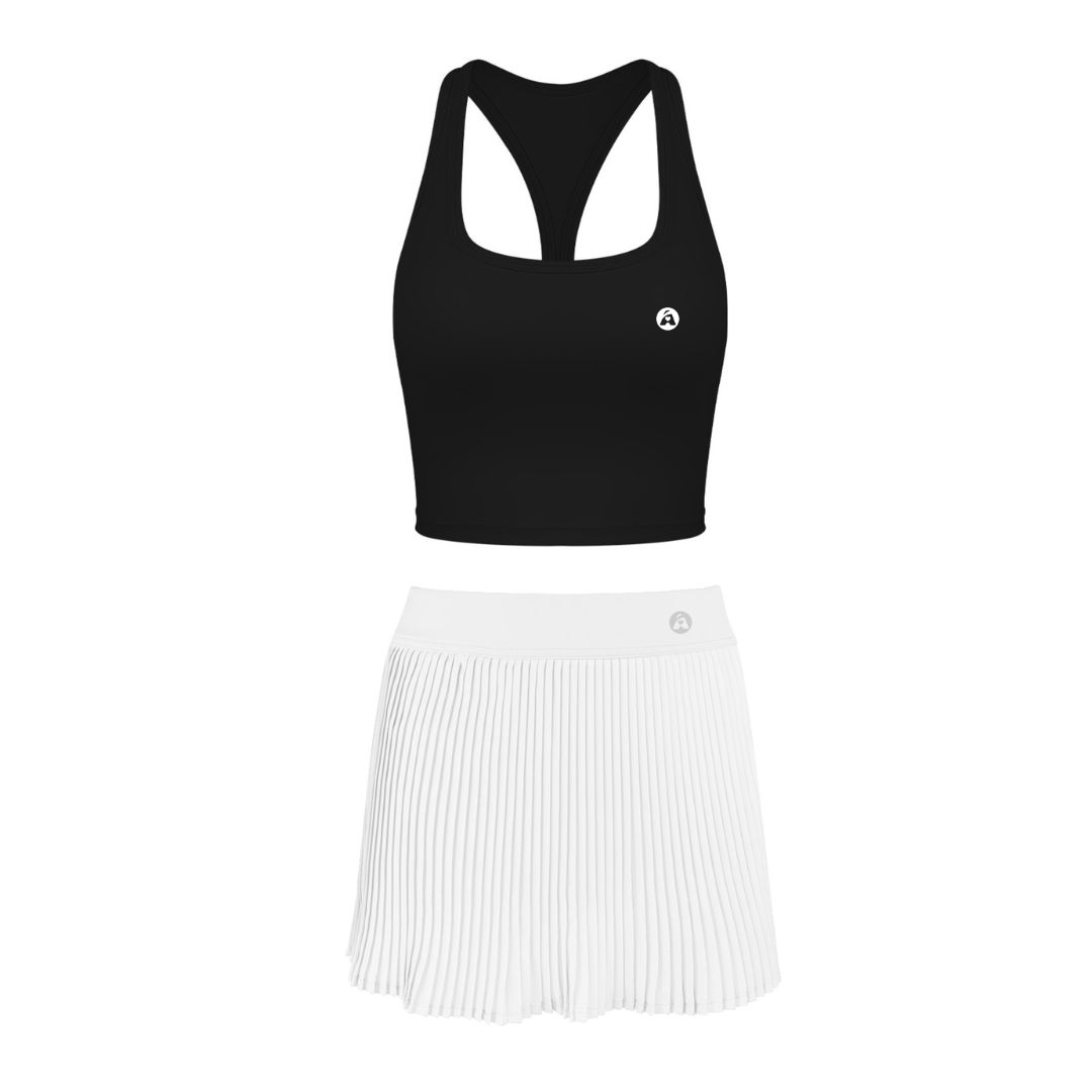 Pickleball Ladies Tank Top & Skirt Set Women Fitness Tennis Wear Pleated Skirt
