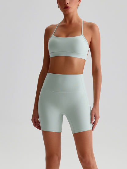 iTOUCH Crossover Yoga Bra&Shorts Set For Women Workout