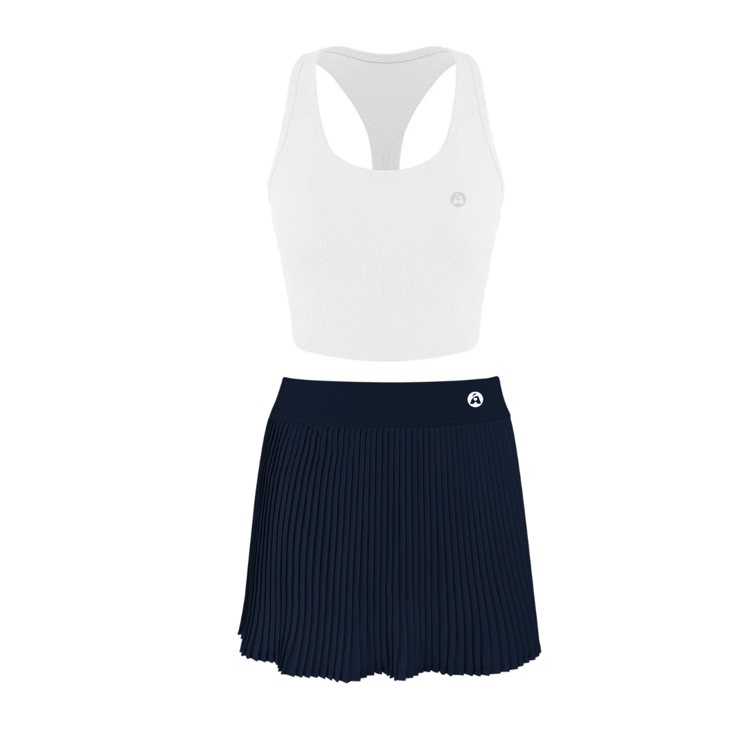 Pickleball Ladies Tank Top & Skirt Set Women Fitness Tennis Wear Pleated Skirt