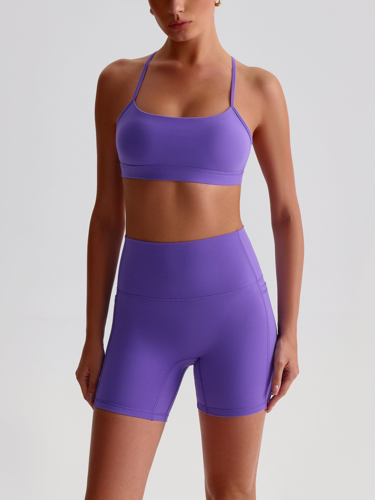 iTOUCH Crossover Yoga Bra&Shorts Set For Women Workout