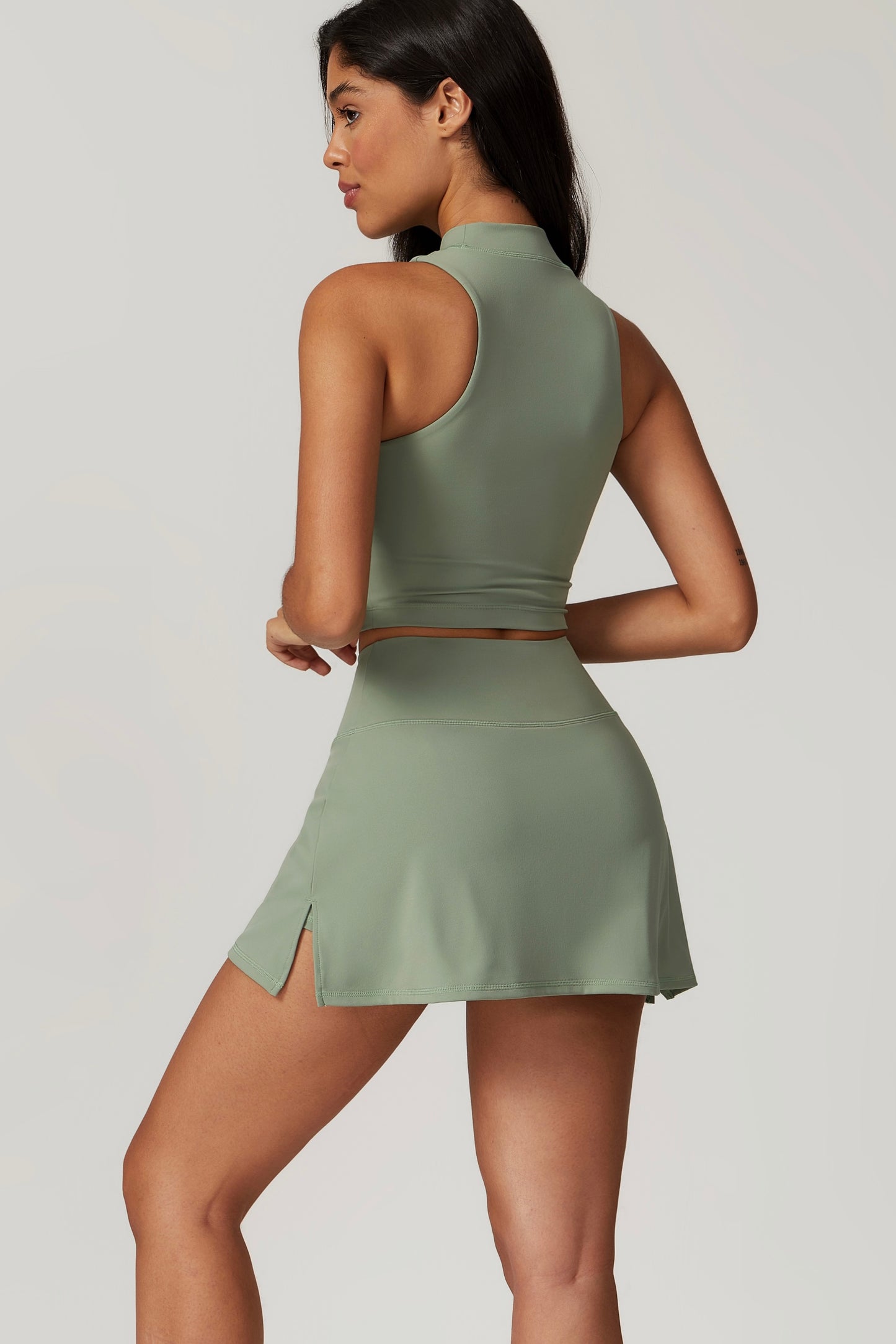Pickleball Ladies Sleeveless Vest & Skirt Set Stretchy Sports Fitness Tennis Skirt