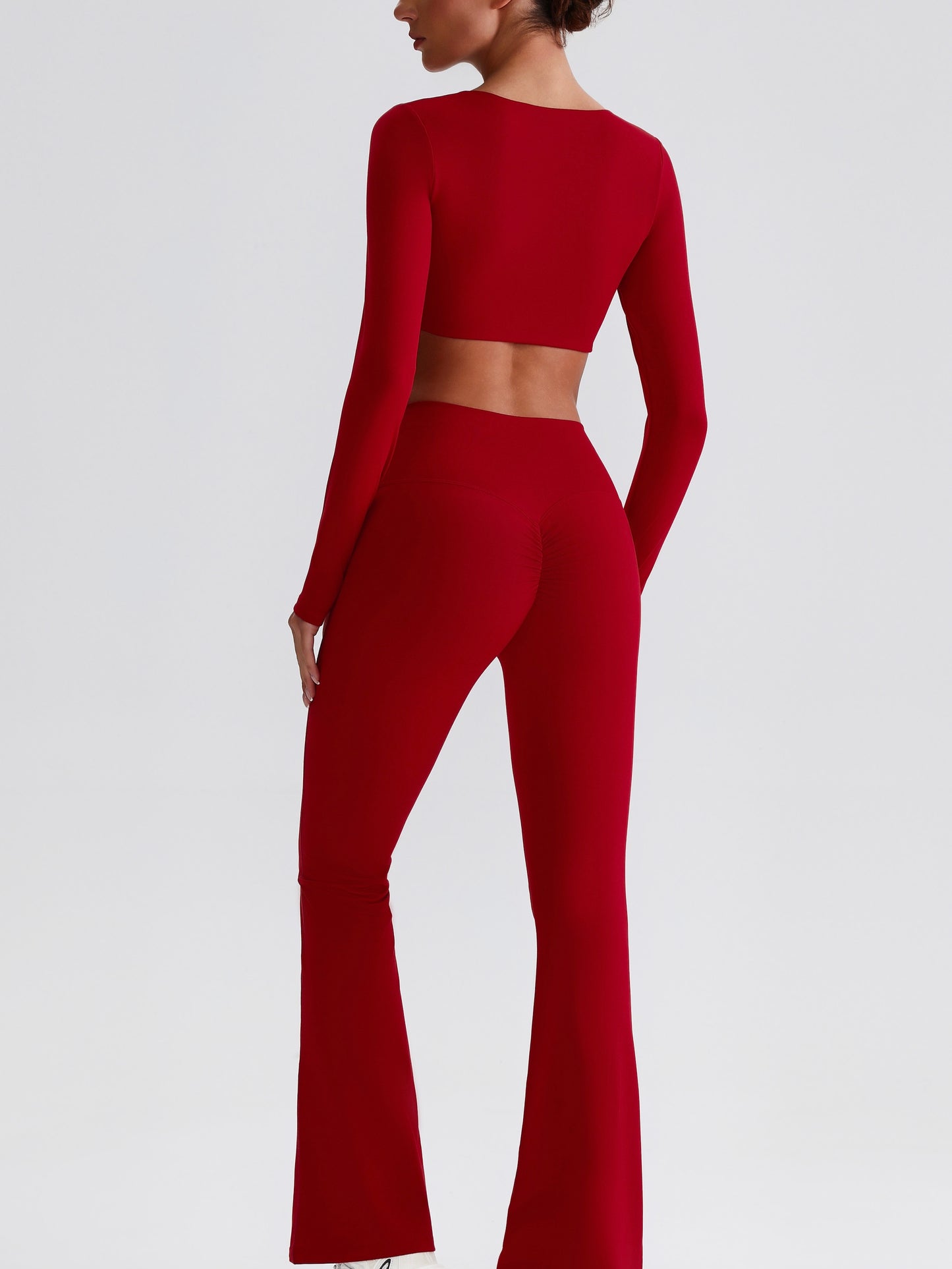 iTOUCH Button knot Long Sleeve Wide-leggings Set Stretchy Eco-friendly Recycled Fabrics