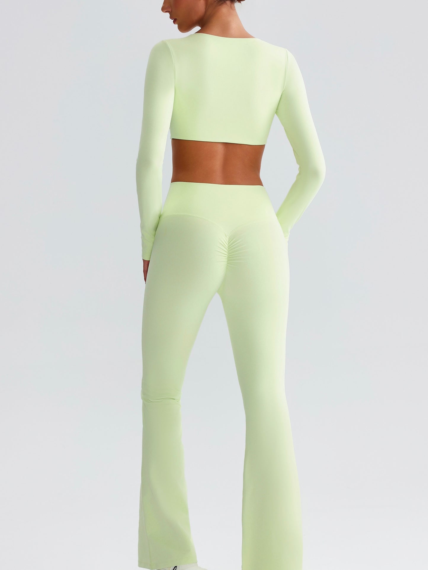 iTOUCH Button knot Long Sleeve Wide-leggings Set Stretchy Eco-friendly Recycled Fabrics