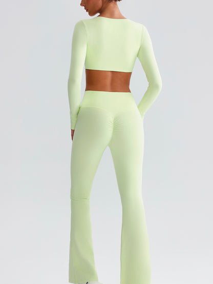 iTOUCH Button knot Long Sleeve Wide-leggings Set Stretchy Eco-friendly Recycled Fabrics