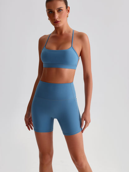 iTOUCH Crossover Yoga Bra&Shorts Set For Women Workout