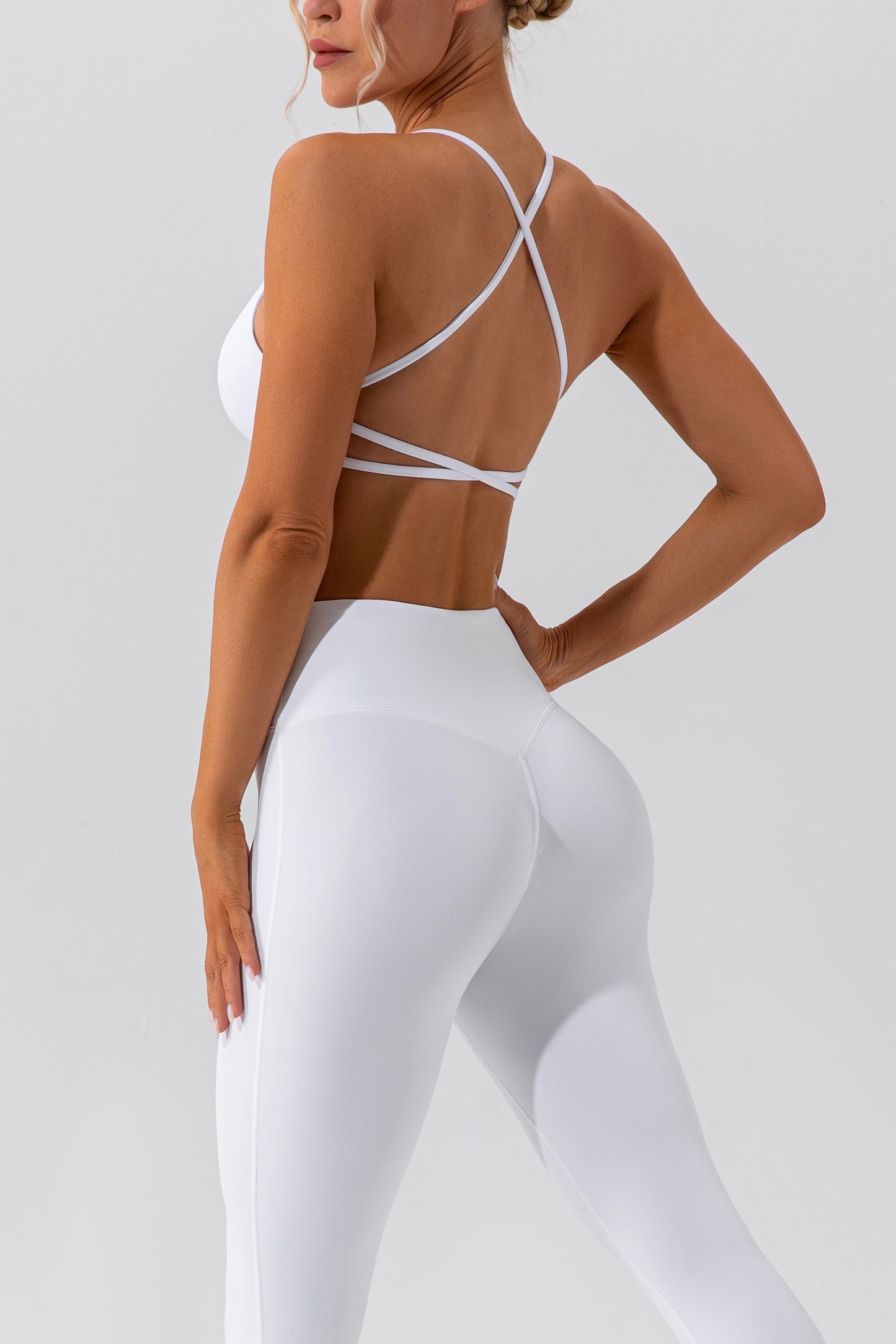 Hot Summer Beach Button Knot Stretch Yoga Bra Crossover Back Sexy Chic