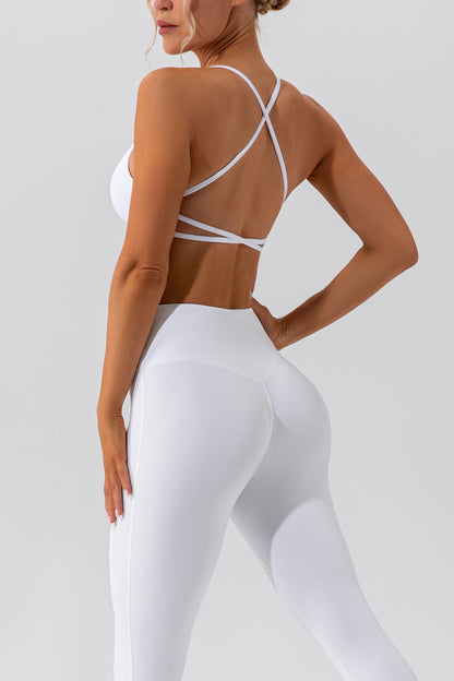 Hot Summer Beach Button Knot Stretch Yoga Bra Crossover Back Sexy Chic
