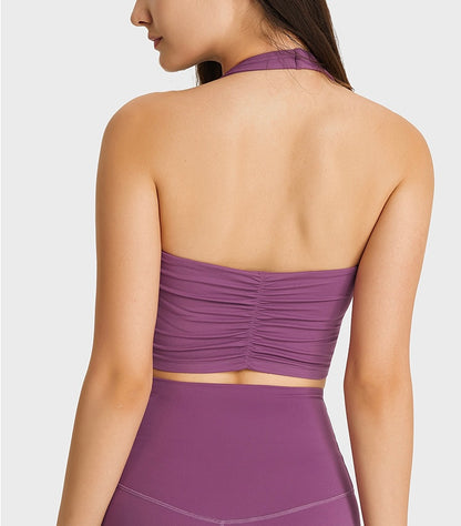 Halter neck top yoga outfits bra for gym