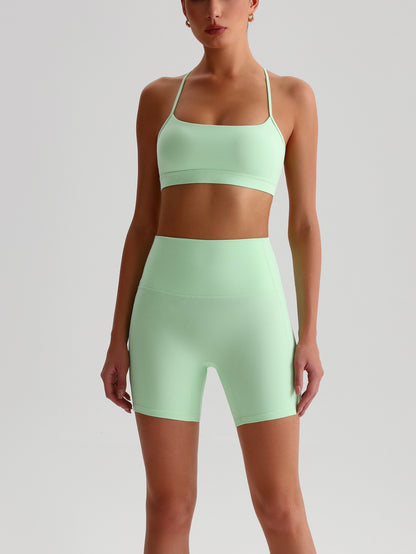 iTOUCH Crossover Yoga Bra&Shorts Set For Women Workout