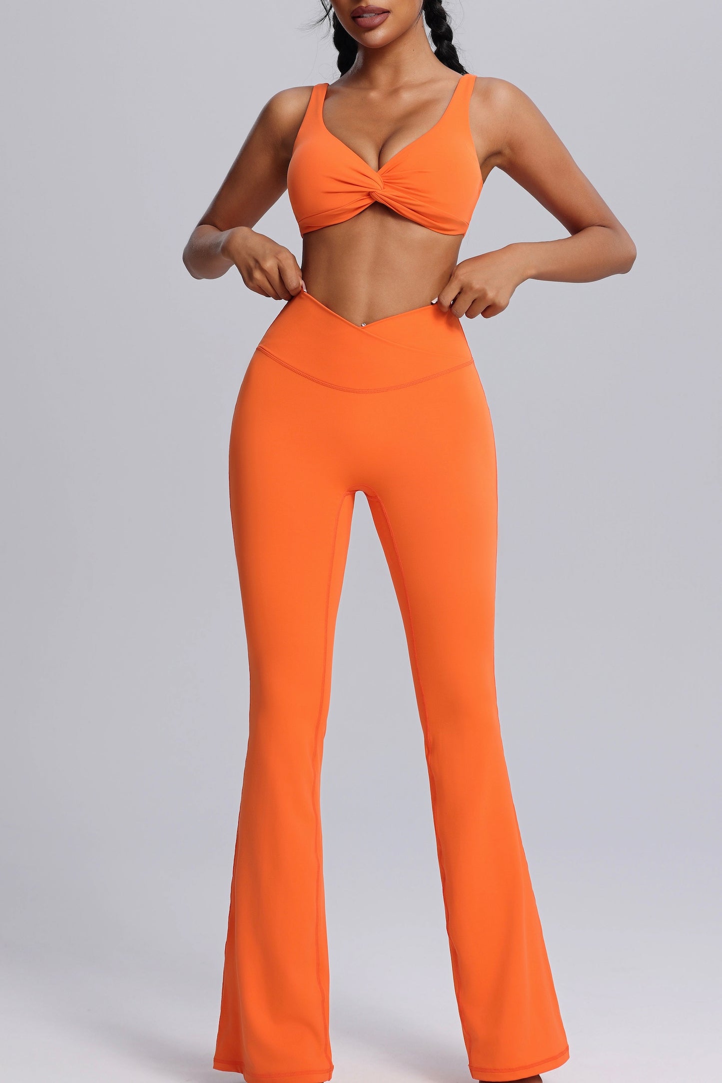 Hot Summer Beach knot Yoga Bra&Wide-leggings Set Sexy Chic