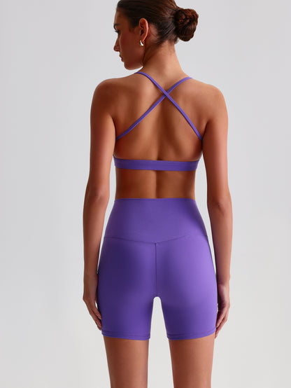 iTOUCH Crossover Yoga Bra&Shorts Set For Women Workout