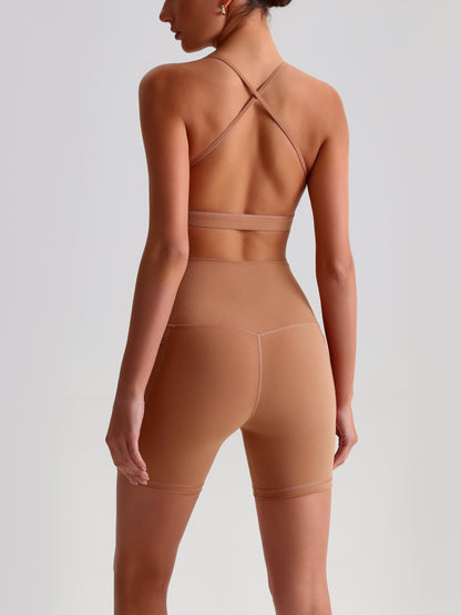 iTOUCH Crossover Yoga Bra&Shorts Set For Women Workout