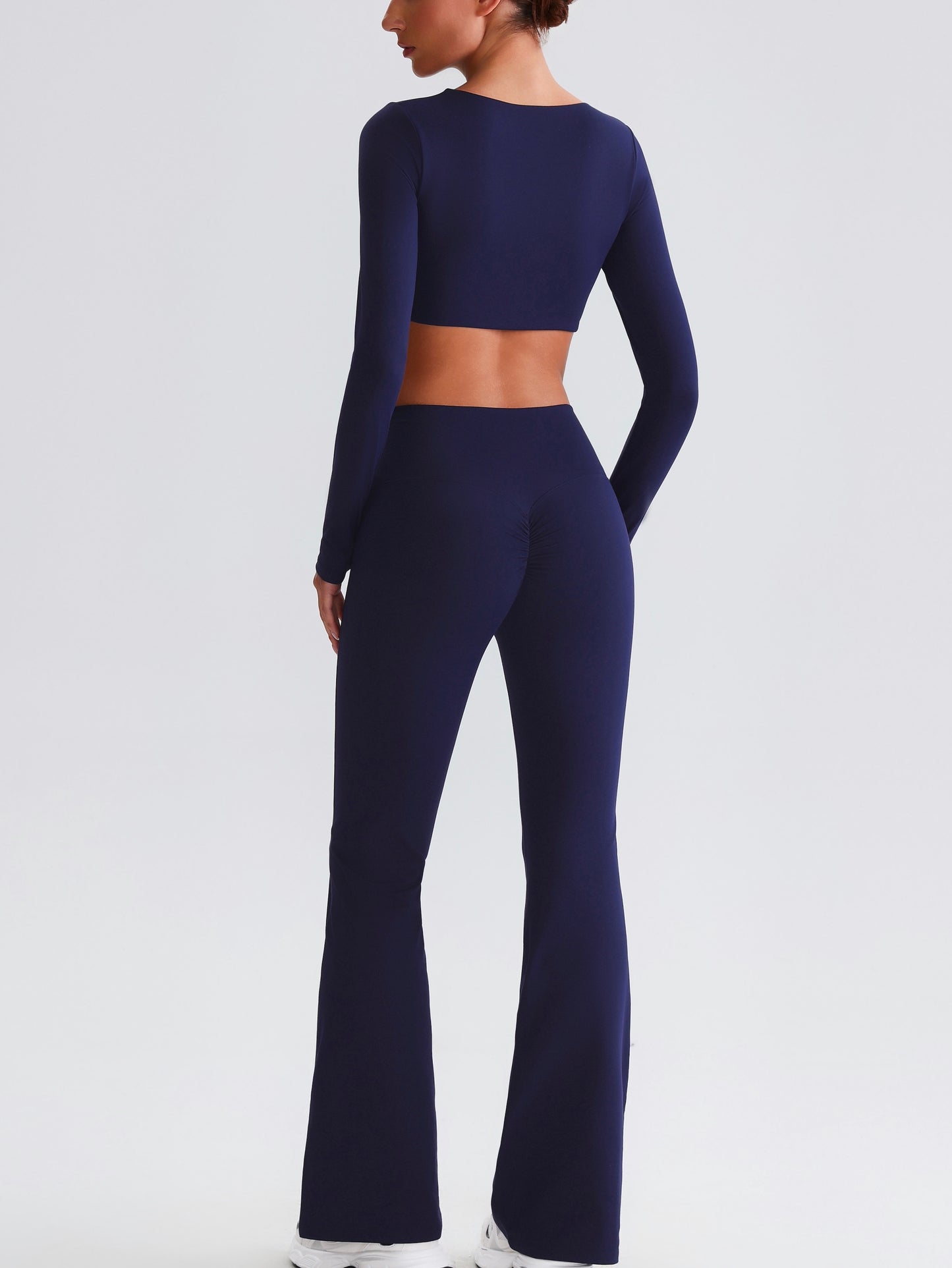 iTOUCH Button knot Long Sleeve Wide-leggings Set Stretchy Eco-friendly Recycled Fabrics
