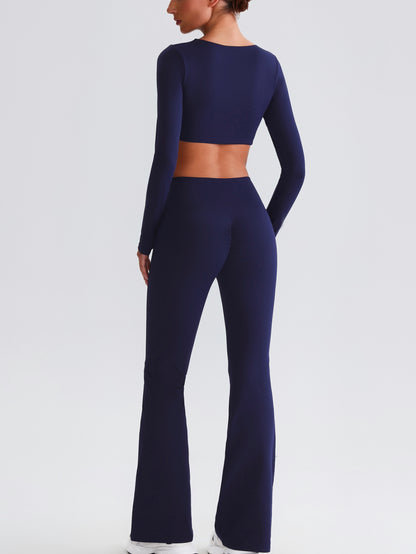 iTOUCH Button knot Long Sleeve Wide-leggings Set Stretchy Eco-friendly Recycled Fabrics
