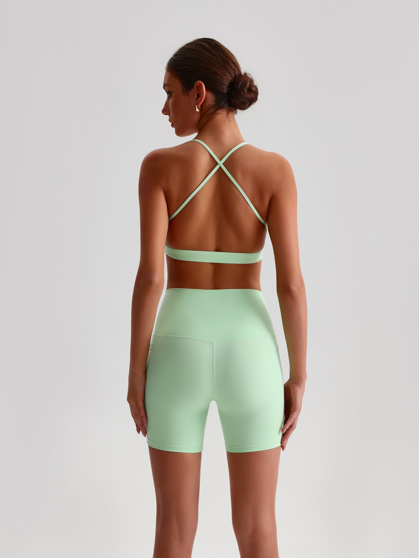 iTOUCH Crossover Yoga Bra&Shorts Set For Women Workout