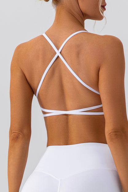 Hot Summer Beach Button Knot Stretch Yoga Bra Crossover Back Sexy Chic