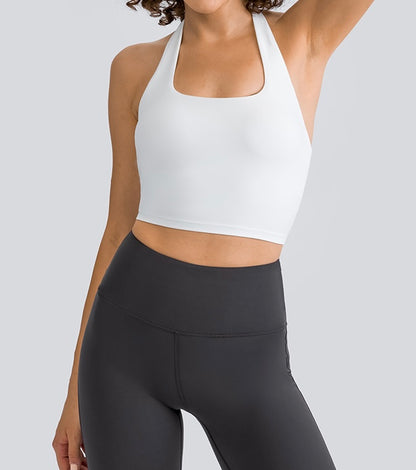 Halter neck top yoga outfits bra for gym