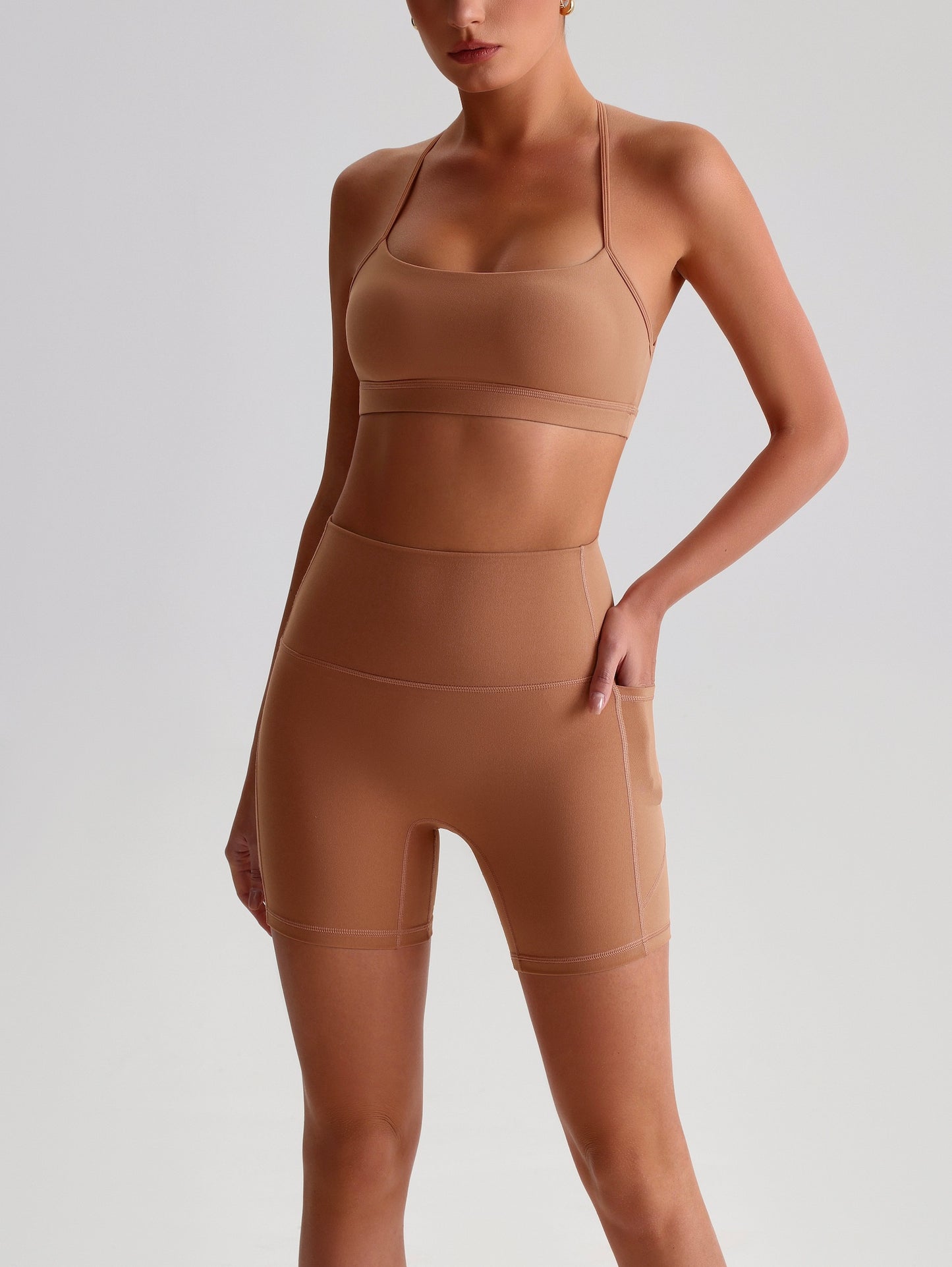 iTOUCH Crossover Yoga Bra&Shorts Set For Women Workout