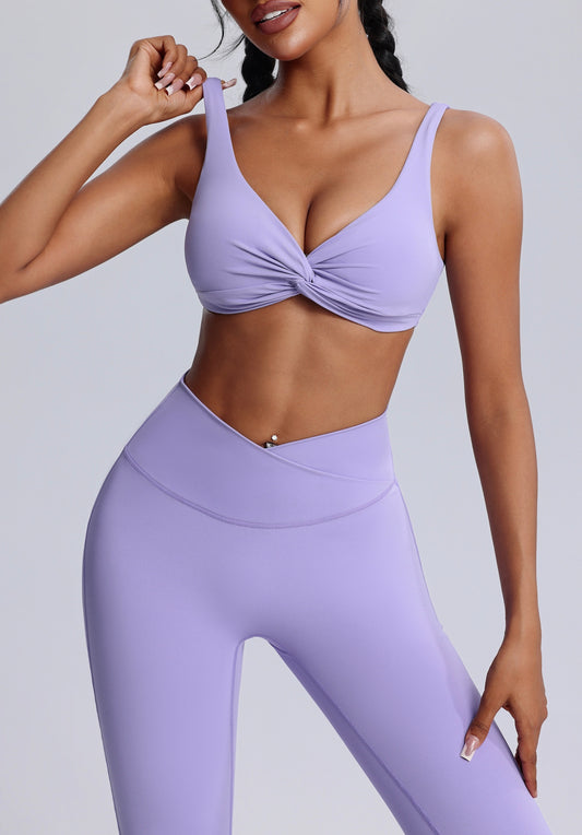 Hot Summer Beach knot Yoga Bra&Wide-leggings Set Sexy Chic