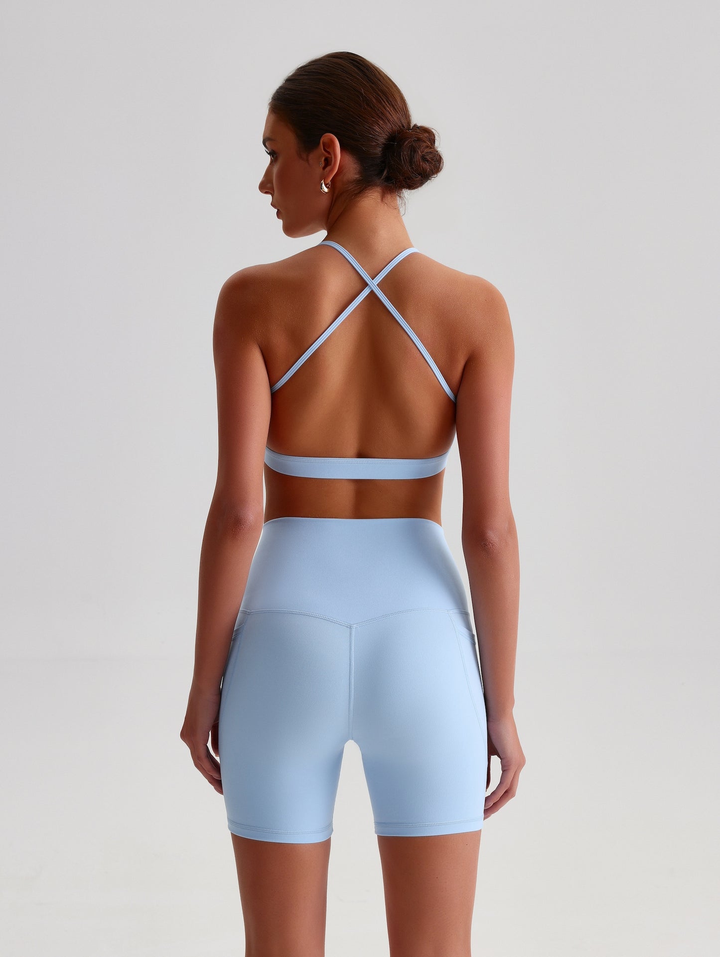 iTOUCH Crossover Yoga Bra&Shorts Set For Women Workout
