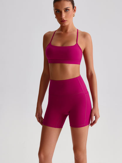iTOUCH Crossover Yoga Bra&Shorts Set For Women Workout