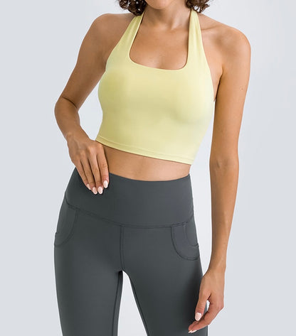 Halter neck top yoga outfits bra for gym