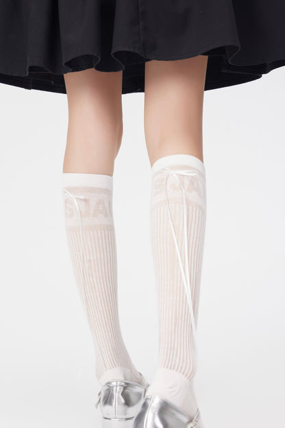 Court Sweetheart Ballet Style Bow Tie Lace Calf Socks Tennis&Pickleball
