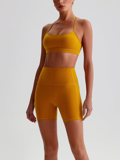 iTOUCH Crossover Yoga Bra&Shorts Set For Women Workout