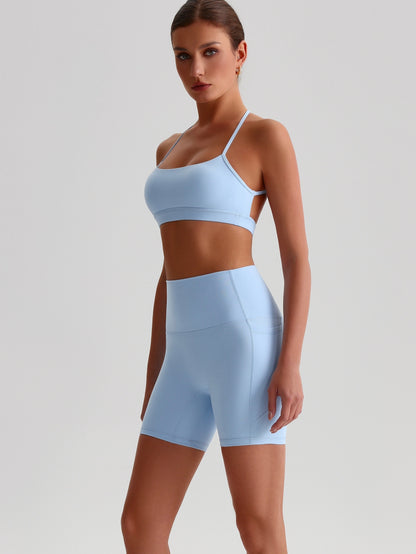 iTOUCH Crossover Yoga Bra&Shorts Set For Women Workout
