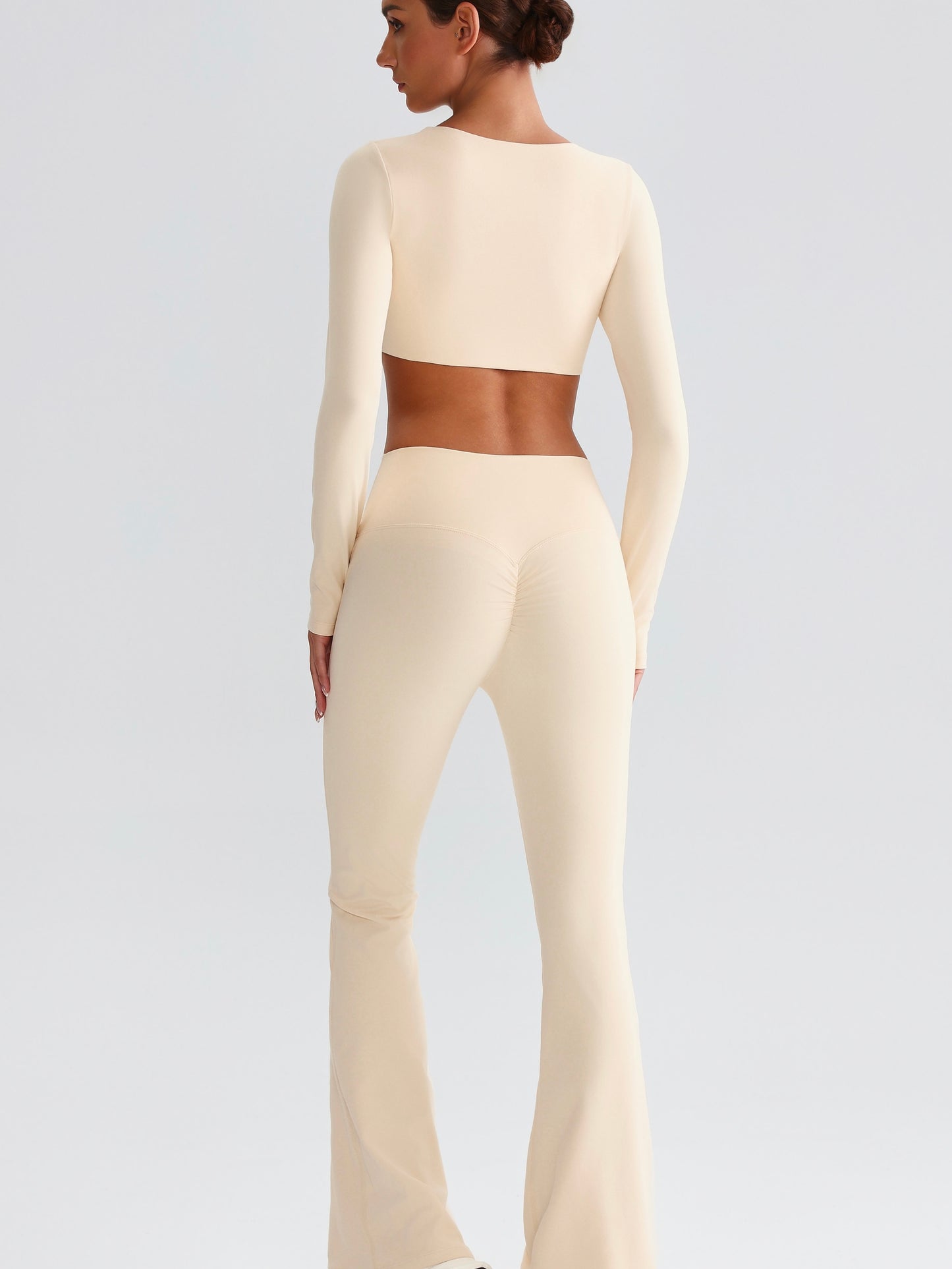 iTOUCH Button knot Long Sleeve Wide-leggings Set Stretchy Eco-friendly Recycled Fabrics