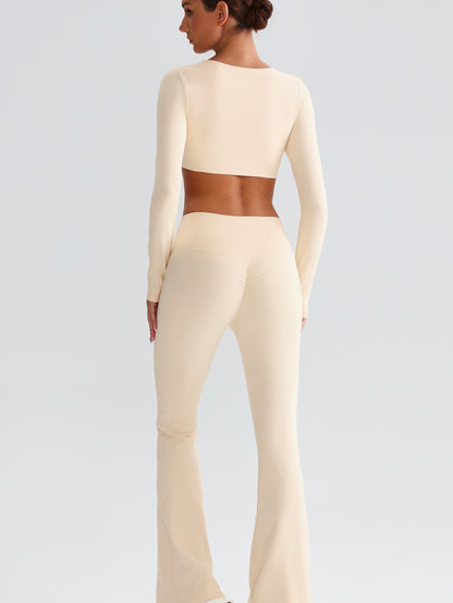 iTOUCH Button knot Long Sleeve Wide-leggings Set Stretchy Eco-friendly Recycled Fabrics
