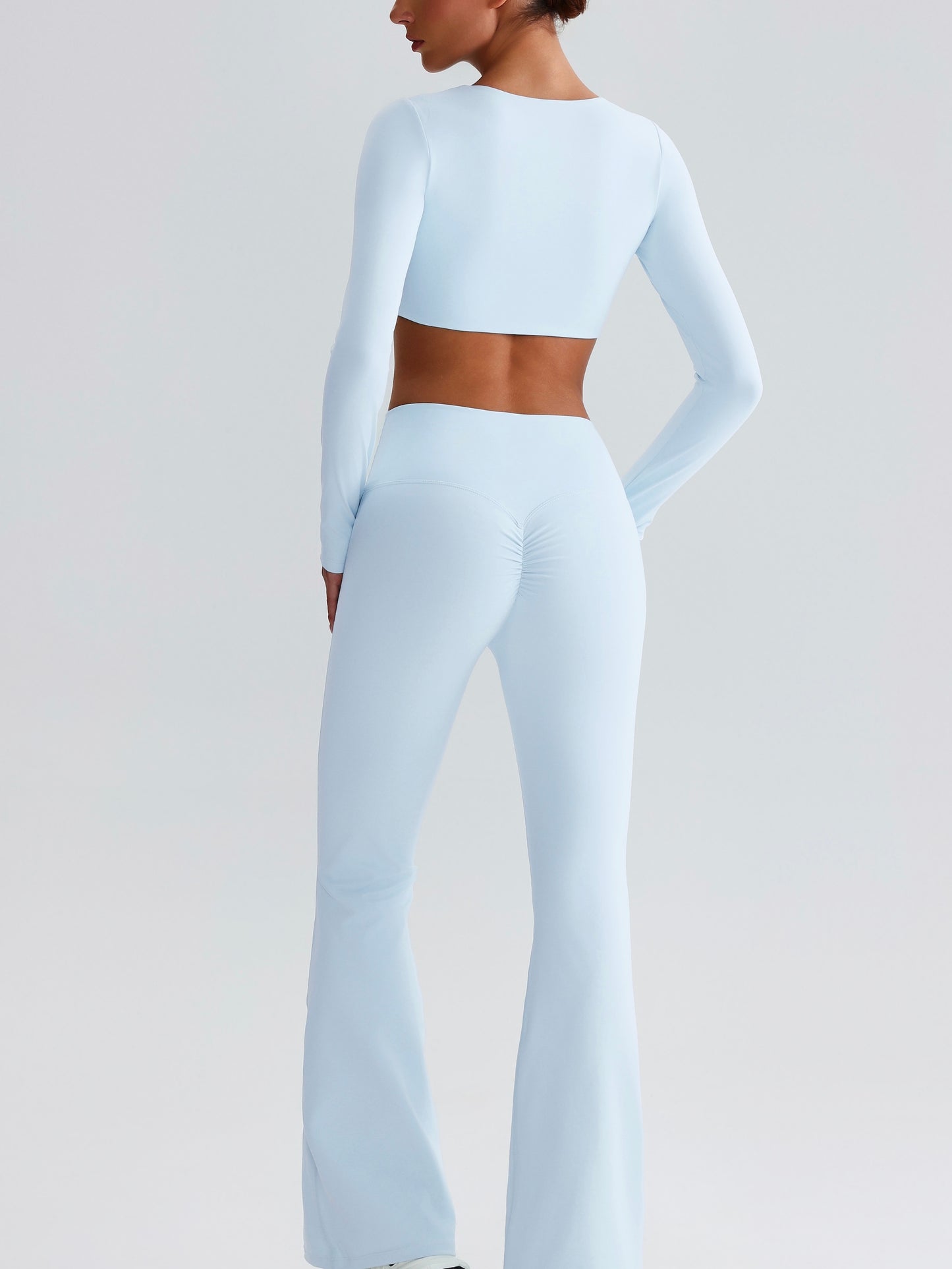 iTOUCH Button knot Long Sleeve Wide-leggings Set Stretchy Eco-friendly Recycled Fabrics