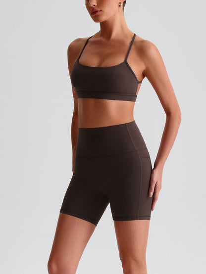 iTOUCH Crossover Yoga Bra&Shorts Set For Women Workout