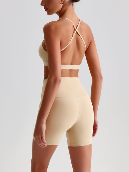 iTOUCH Crossover Yoga Bra&Shorts Set For Women Workout