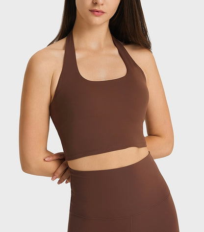 Halter neck top yoga outfits bra for gym