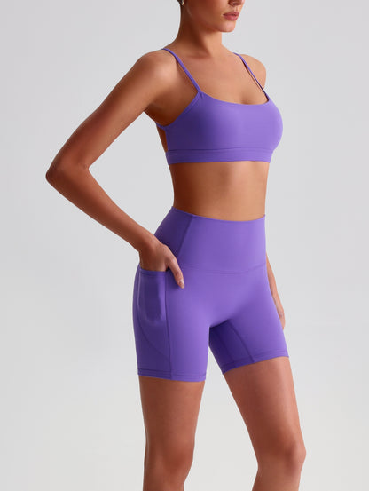 iTOUCH Crossover Yoga Bra&Shorts Set For Women Workout