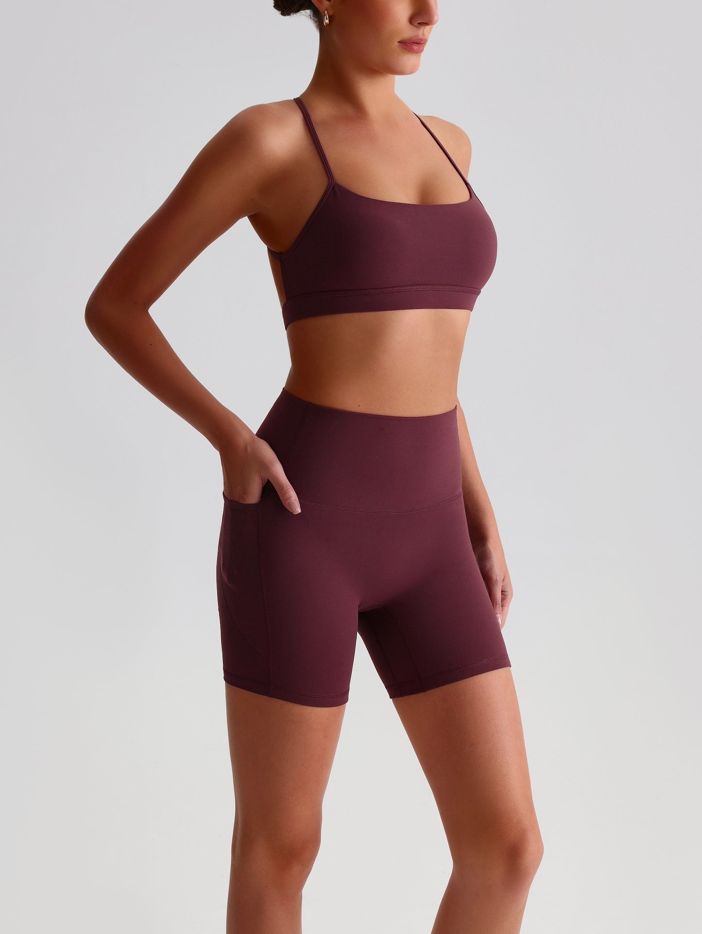 iTOUCH Crossover Yoga Bra&Shorts Set For Women Workout