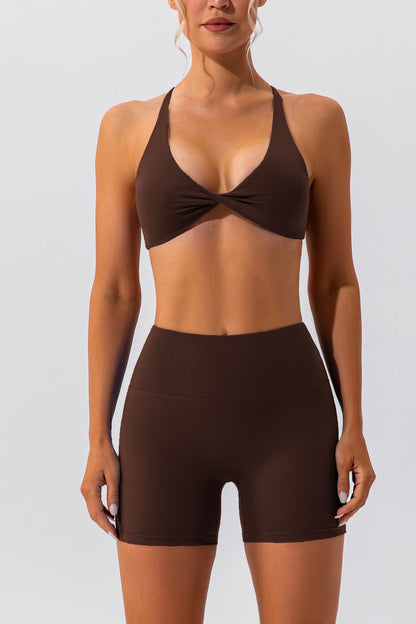Hot Summer Beach Button Knot Stretch Yoga Bra Crossover Back Sexy Chic
