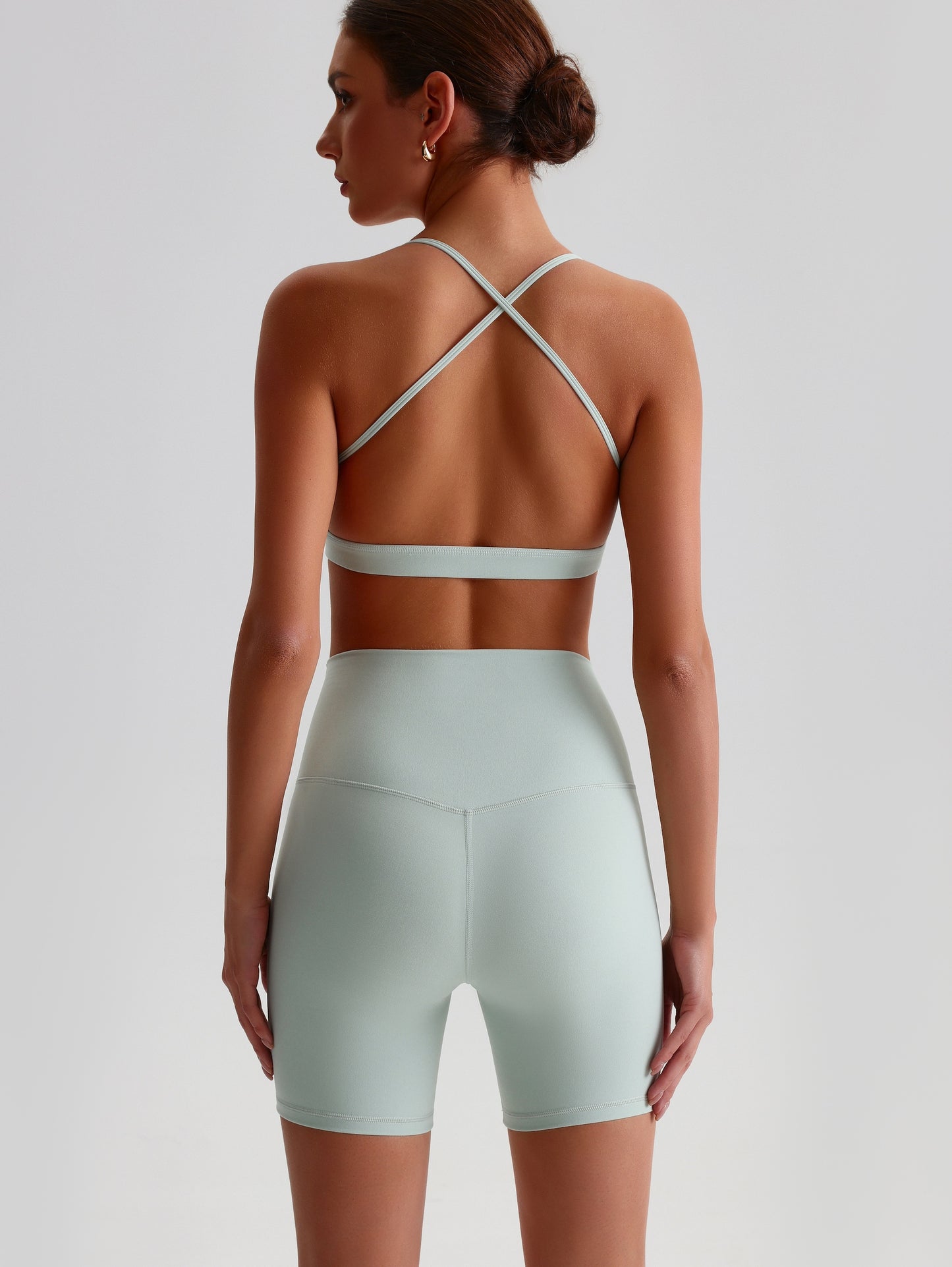 iTOUCH Crossover Yoga Bra&Shorts Set For Women Workout
