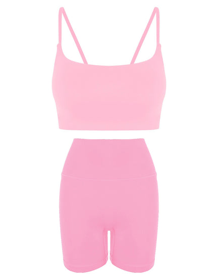 Slant Strap/Double Strap Yoga Bra & Short Set