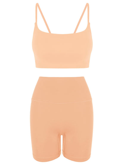 Slant Strap/Double Strap Yoga Bra & Short Set