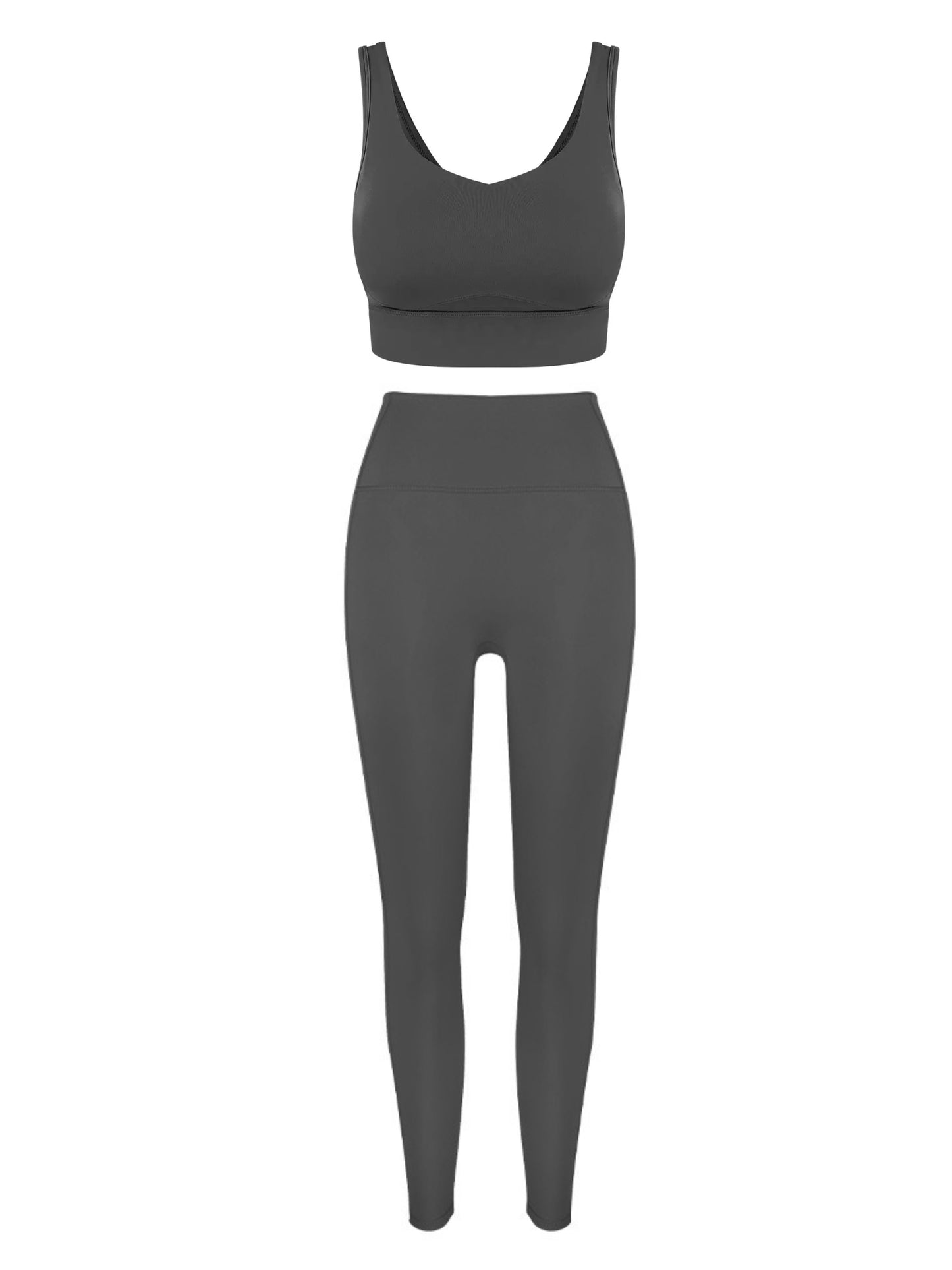 Full-wrap Yoga pilates Bra&Leggings Set  Fixed Cup Pads High-intensity